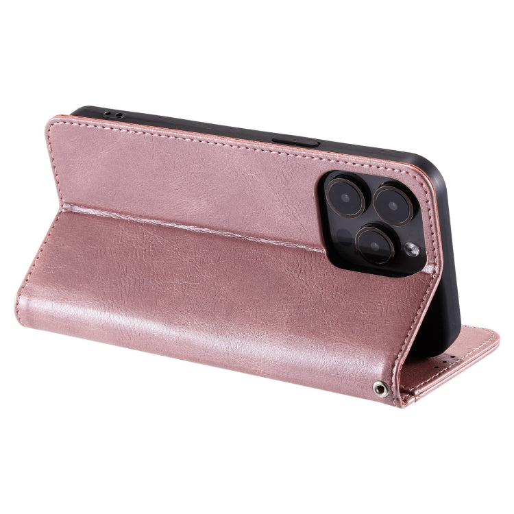 For iPhone 15 Pro Simple 6-Card Wallet Leather Phone Case(Rose Gold) - HoMEdemic™ 
