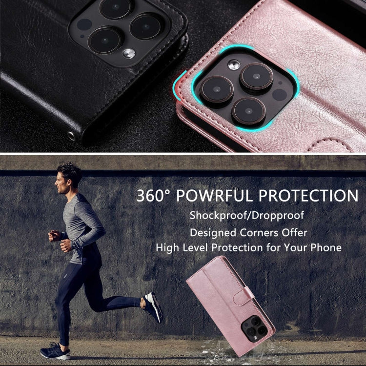 For iPhone 15 Pro Simple 6-Card Wallet Leather Phone Case(Rose Gold) - HoMEdemic™ 