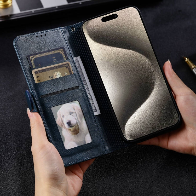 For iPhone 15 Pro Simple 6-Card Wallet Leather Phone Case(Navy Blue) - HoMEdemic™ 