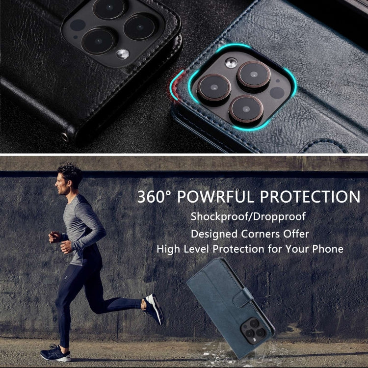 For iPhone 15 Pro Simple 6-Card Wallet Leather Phone Case(Navy Blue) - HoMEdemic™ 