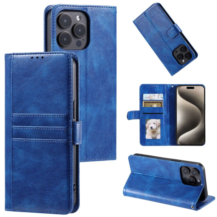For iPhone 15 Pro Simple 6-Card Wallet Leather Phone Case(Blue) - HoMEdemic™ 