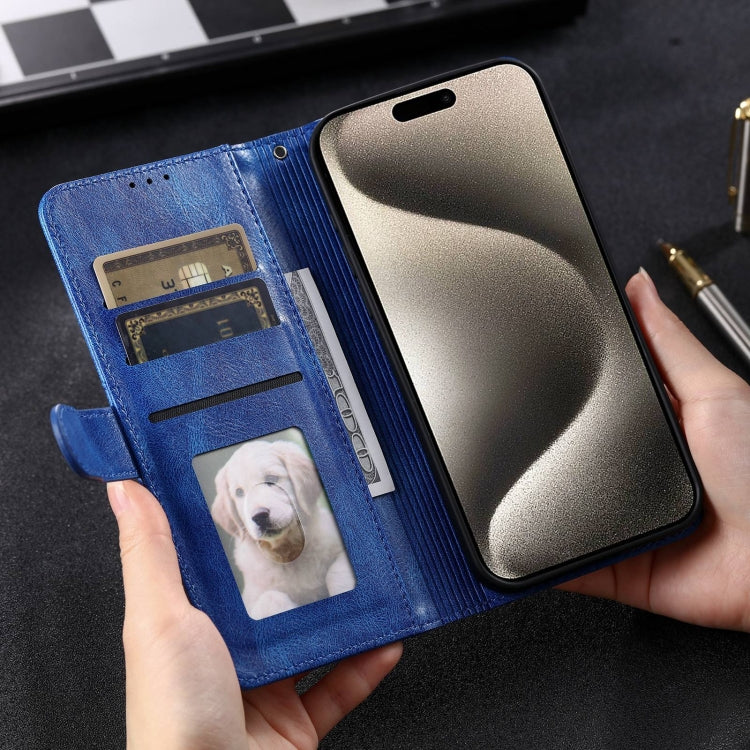 For iPhone 15 Pro Simple 6-Card Wallet Leather Phone Case(Blue) - HoMEdemic™ 