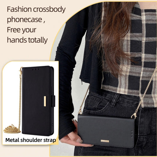 For Samsung Galaxy S24 5G Crossbody Chain Leather Phone Case(Black) - HoMEdemic™ 