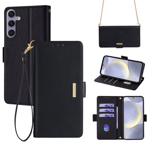 For Samsung Galaxy S24 5G Crossbody Chain Leather Phone Case(Black) - HoMEdemic™ 