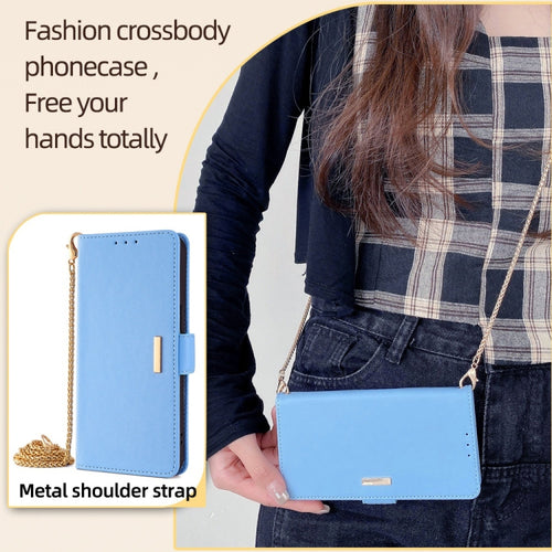 For Samsung Galaxy S24 5G Crossbody Chain Leather Phone Case(Blue) - HoMEdemic™ 