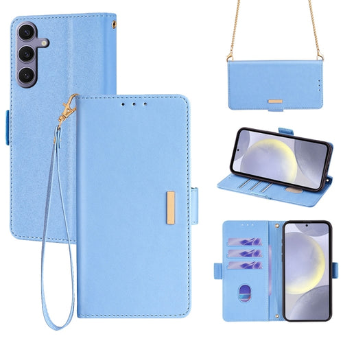 For Samsung Galaxy S24 5G Crossbody Chain Leather Phone Case(Blue) - HoMEdemic™ 