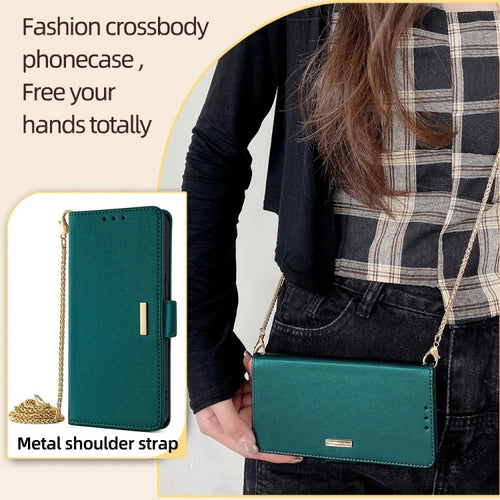 For Samsung Galaxy S24 5G Crossbody Chain Leather Phone Case(Green) - HoMEdemic™ 