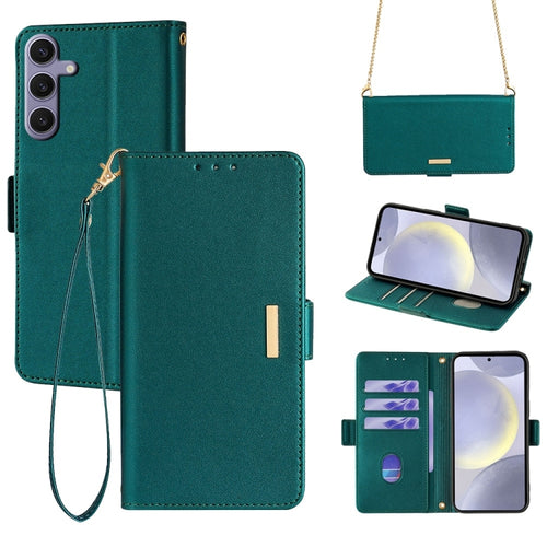 For Samsung Galaxy S24 5G Crossbody Chain Leather Phone Case(Green) - HoMEdemic™ 