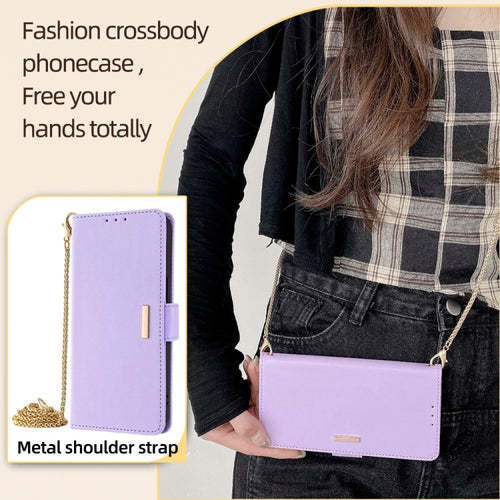 For Samsung Galaxy S24 5G Crossbody Chain Leather Phone Case(Purple) - HoMEdemic™ 