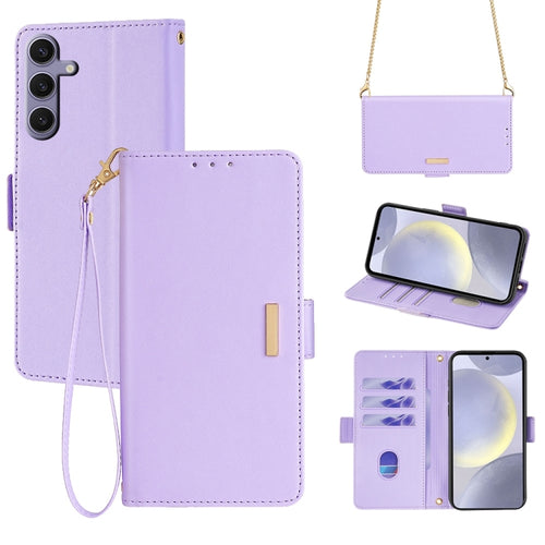 For Samsung Galaxy S24 5G Crossbody Chain Leather Phone Case(Purple) - HoMEdemic™ 