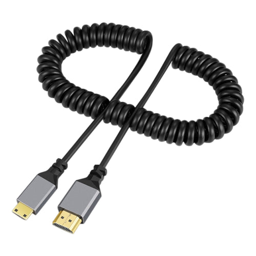 HDMI Type-A to HDMI Type-C HDMI OD4.0 Spring Cable, Length: 0.5m~2.4m(Grey Shell) - HoMEdemic™ 