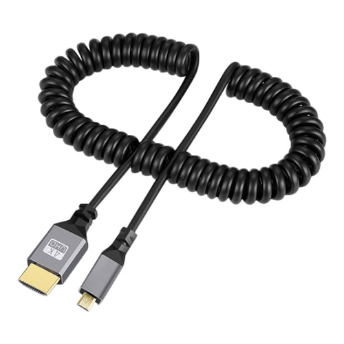 HDMI Type-A to HDMI Type-D HDMI OD4.0 Spring Cable, Length: 0.5m~2.4m(Grey Shell) - HoMEdemic™ 