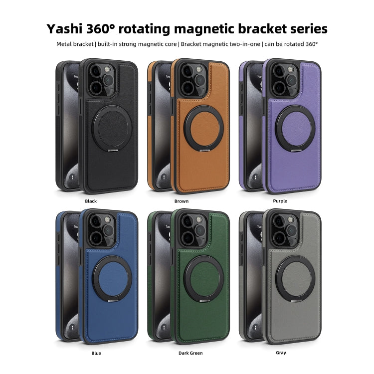 For iPhone 15 Pro Max Yashi 360 Degree Rotating MagSafe Bracket Phone Case(Brown) - HoMEdemic™ 