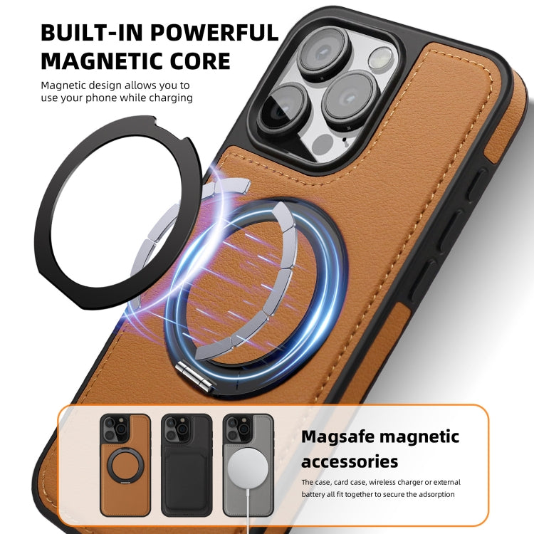 For iPhone 15 Pro Max Yashi 360 Degree Rotating MagSafe Bracket Phone Case(Brown) - HoMEdemic™ 