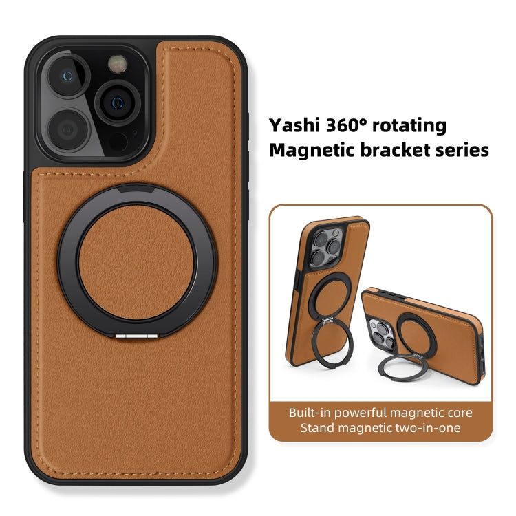 For iPhone 15 Pro Max Yashi 360 Degree Rotating MagSafe Bracket Phone Case(Brown) - HoMEdemic™ 
