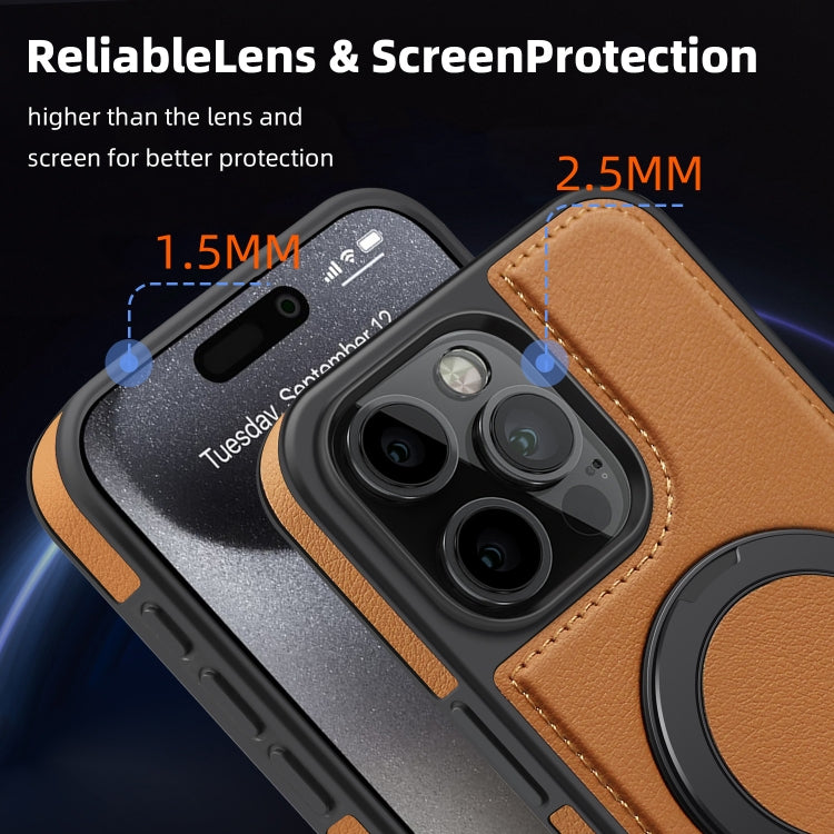 For iPhone 15 Pro Max Yashi 360 Degree Rotating MagSafe Bracket Phone Case(Brown) - HoMEdemic™ 