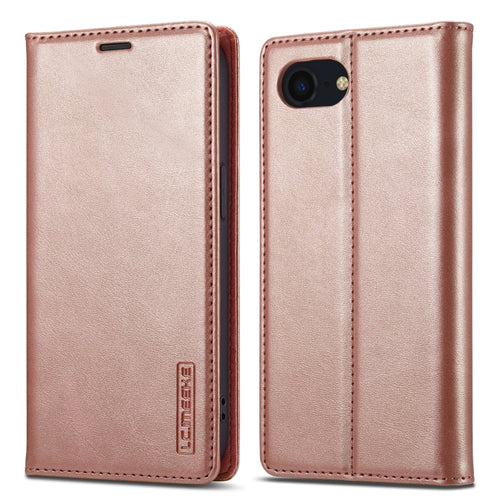 For iPhone SE 2024 LC.IMEEKE Strong Magnetism Microfiber Leather Phone Case(Rose Gold) - HoMEdemic™ 