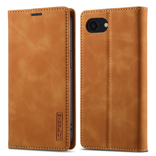 For iPhone 16e LC.IMEEKE Strong Magnetism Microfiber Leather Phone Case(Brown) - HoMEdemic™ 