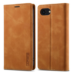 For iPhone 16e LC.IMEEKE Strong Magnetism Microfiber Leather Phone Case(Brown) - HoMEdemic™ 