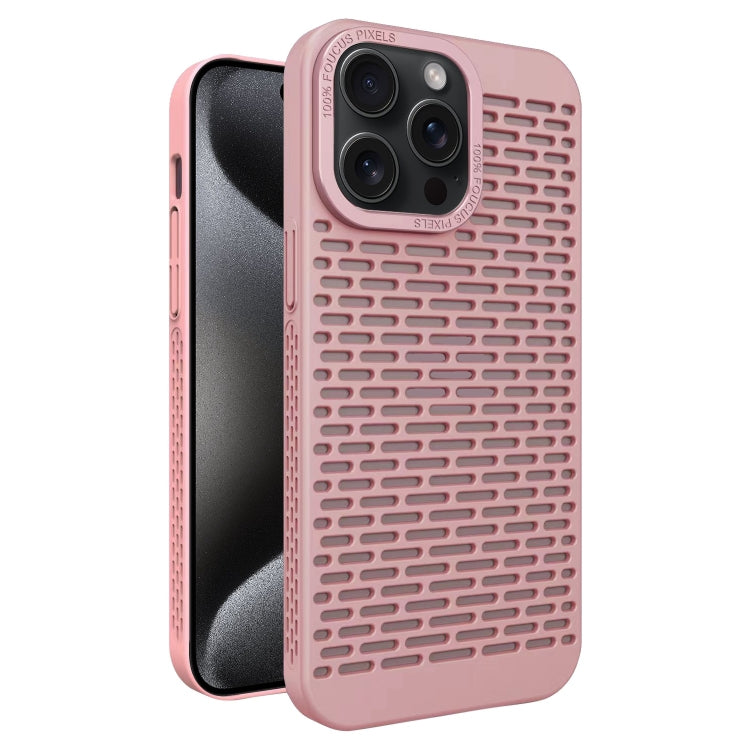 For iPhone 15 Pro Max Hollow Heat Dissipation TPU Phone Case(Pink) - HoMEdemic™ 