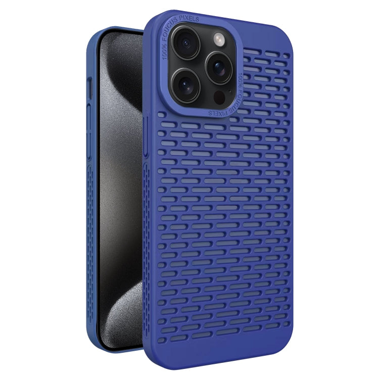 For iPhone 15 Pro Max Hollow Heat Dissipation TPU Phone Case(Blue) - HoMEdemic™ 