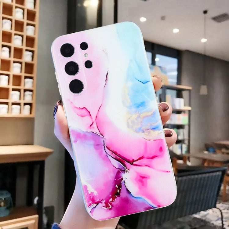 For Samsung Galaxy S24 Ultra 5G IMD Marble Pattern TPU Phone Case(Pink Blue) - HoMEdemic™ 
