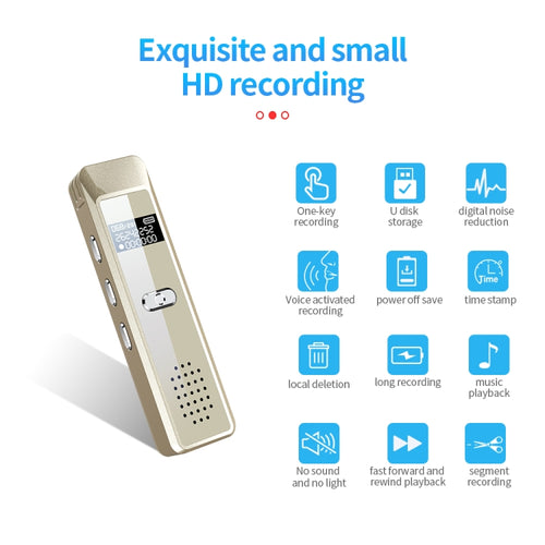 JNN Q7 Mini Portable Voice Recorder with OLED Screen, Memory:32GB(Gold) - HoMEdemic™ 