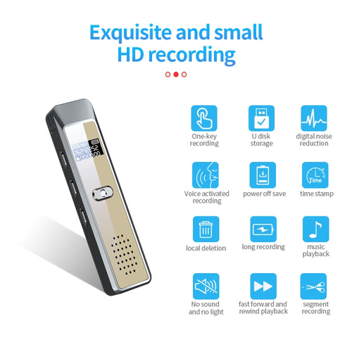 JNN Q7 Mini Portable Voice Recorder with OLED Screen, Memory:32GB(Grey+Gold) - HoMEdemic™ 