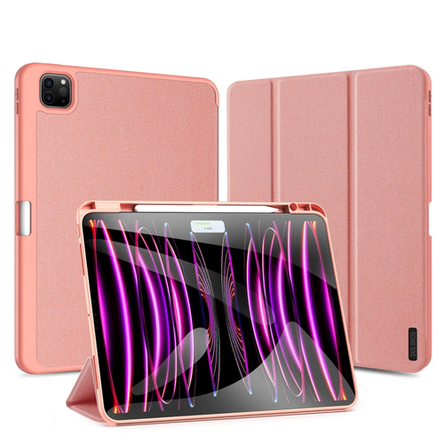 For iPad Pro 13 2024 DUX DUCIS Domo Series Cloth Texture Magnetic Leather Tablet Case(Pink) - HoMEdemic™ 