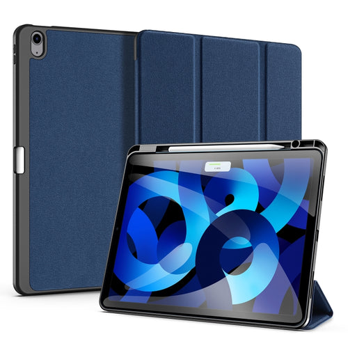 For iPad Air 13 2024 DUX DUCIS Domo Series Cloth Texture Magnetic Leather Tablet Case(Blue) - HoMEdemic™ 