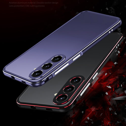 For Samsung Galaxy S24 5G Aurora Series Lens Protector + Metal Frame Phone Case(Black Red) - HoMEdemic™ 