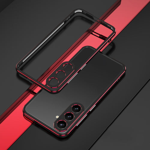 For Samsung Galaxy S24 5G Aurora Series Lens Protector + Metal Frame Phone Case(Black Red) - HoMEdemic™ 