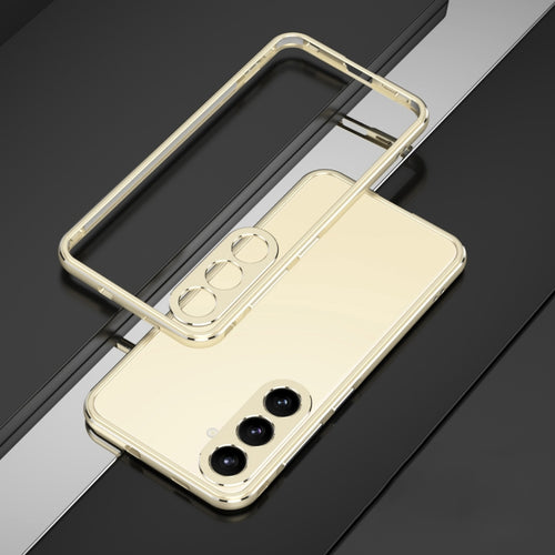 For Samsung Galaxy S24 5G Aurora Series Lens Protector + Metal Frame Phone Case(Gold Silver) - HoMEdemic™ 