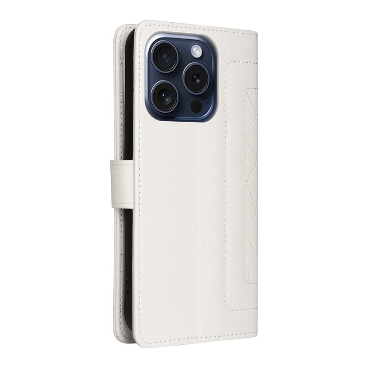 For iPhone 15 Pro Diamond Lattice Leather Flip Phone Case(White) - HoMEdemic™ 