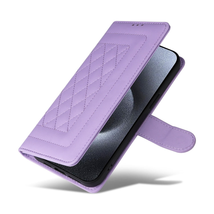 For iPhone 15 Pro Diamond Lattice Leather Flip Phone Case(Light Purple) - HoMEdemic™ 