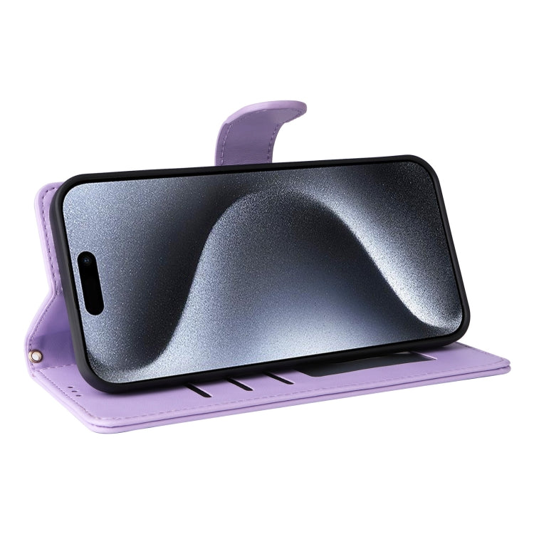 For iPhone 15 Pro Diamond Lattice Leather Flip Phone Case(Light Purple) - HoMEdemic™ 