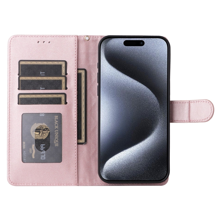 For iPhone 15 Pro Diamond Lattice Leather Flip Phone Case(Rose Gold) - HoMEdemic™ 