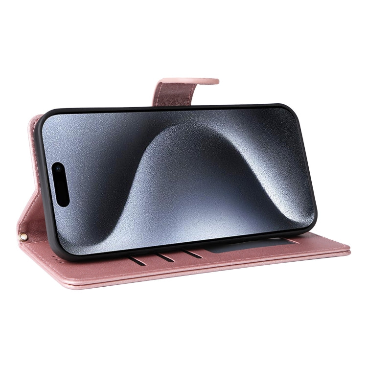 For iPhone 15 Pro Diamond Lattice Leather Flip Phone Case(Rose Gold) - HoMEdemic™ 