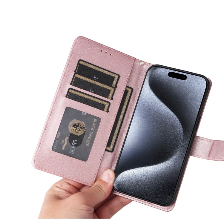 For iPhone 15 Pro Diamond Lattice Leather Flip Phone Case(Rose Gold) - HoMEdemic™ 