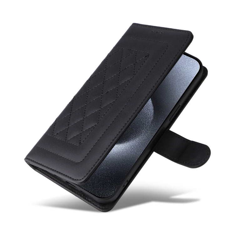 For iPhone 15 Pro Diamond Lattice Leather Flip Phone Case(Black) - HoMEdemic™ 