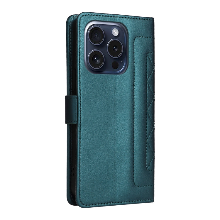 For iPhone 15 Pro Diamond Lattice Leather Flip Phone Case(Green) - HoMEdemic™ 