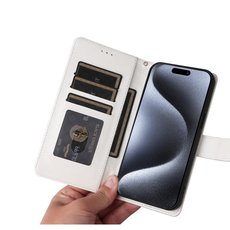 For iPhone 15 Pro Max Diamond Lattice Leather Flip Phone Case(White) - HoMEdemic™ 