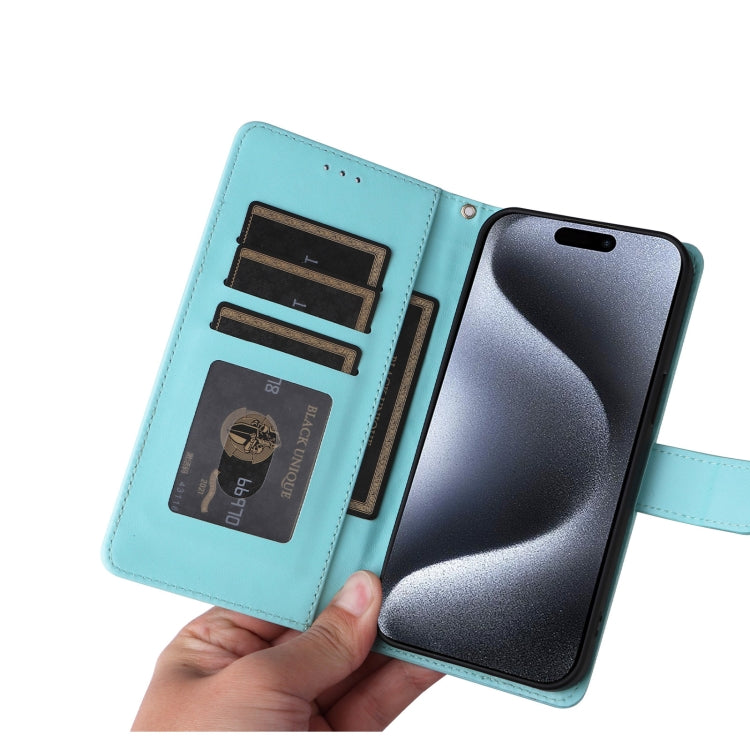 For iPhone 15 Pro Max Diamond Lattice Leather Flip Phone Case(Mint Green) - HoMEdemic™ 