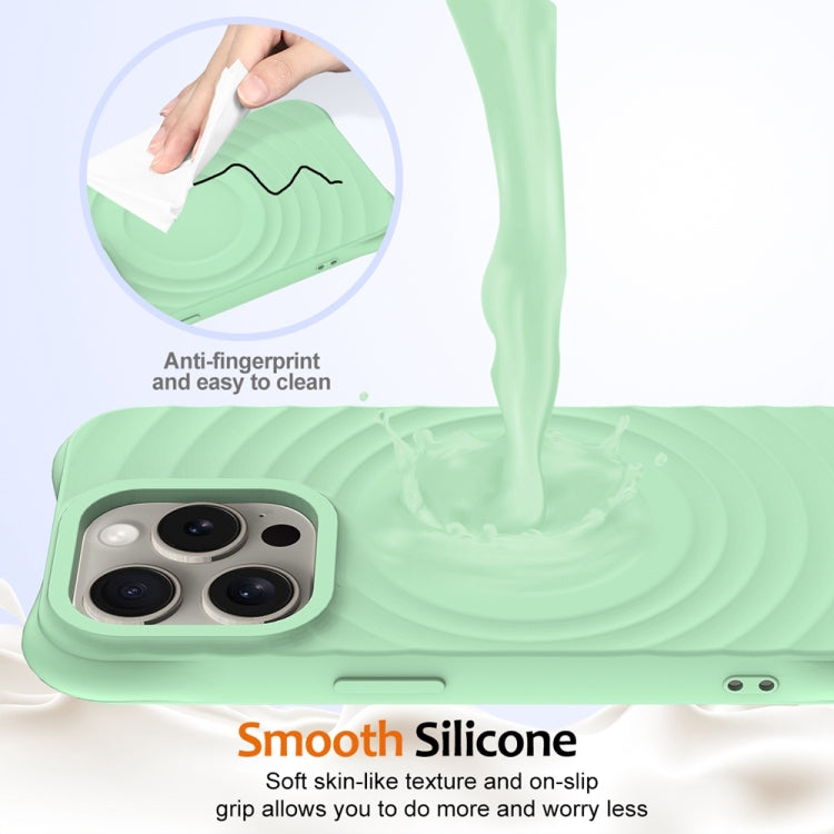 For iPhone 15 Pro Wave Texture MagSafe Magnetic Liquid Silicone Phone Case(Green) - HoMEdemic™ 