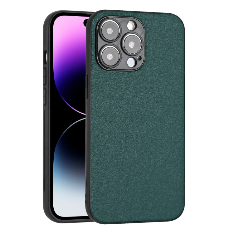 For iPhone 15 Pro Max R20 Leather Pattern Phone Single Case(Green) - HoMEdemic™ 