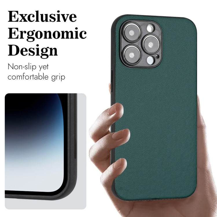 For iPhone 15 Pro Max R20 Leather Pattern Phone Single Case(Green) - HoMEdemic™ 