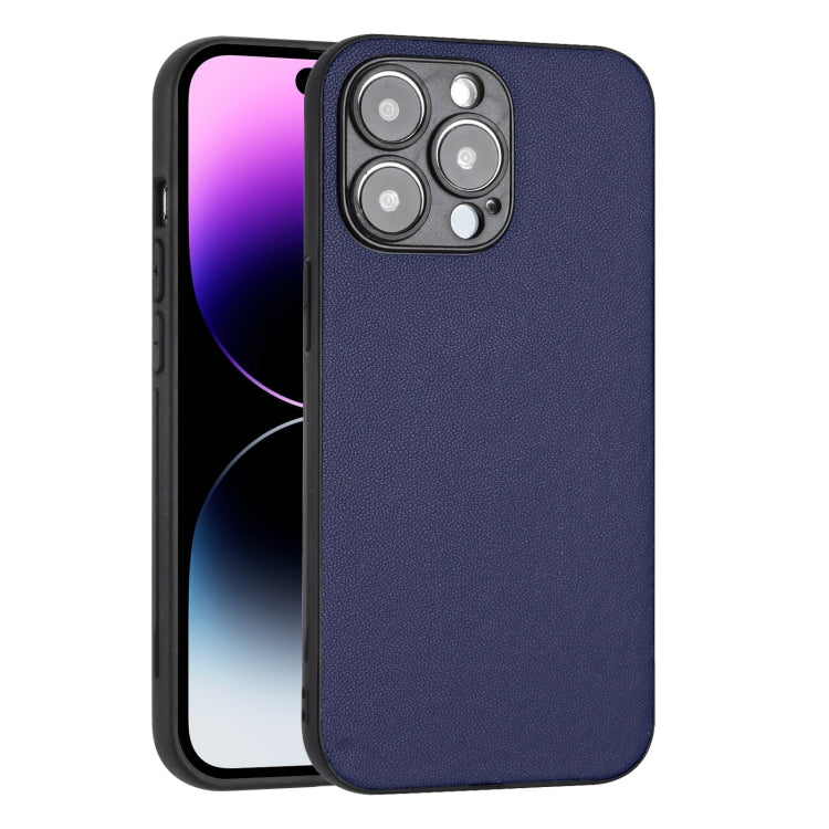 For iPhone 15 Pro R20 Leather Pattern Phone Single Case(Blue) - HoMEdemic™ 