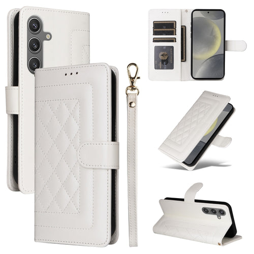 For Samsung Galaxy S24 5G Diamond Lattice Leather Flip Phone Case(White) - HoMEdemic™ 