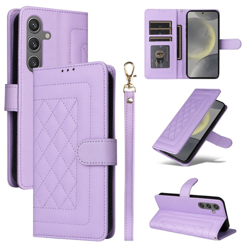 For Samsung Galaxy S24 5G Diamond Lattice Leather Flip Phone Case(Light Purple) - HoMEdemic™ 