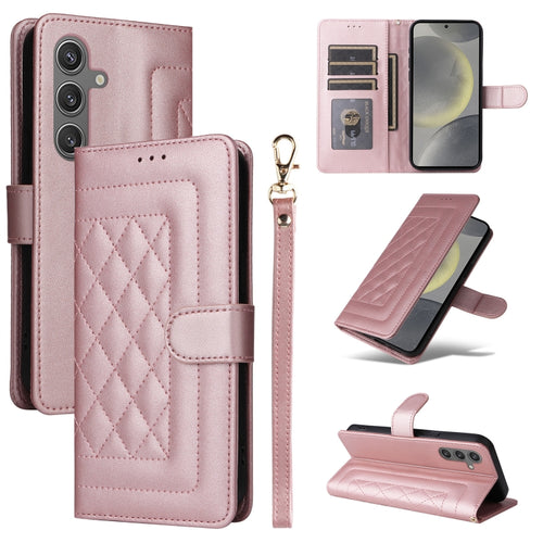 For Samsung Galaxy S24 5G Diamond Lattice Leather Flip Phone Case(Rose Gold) - HoMEdemic™ 